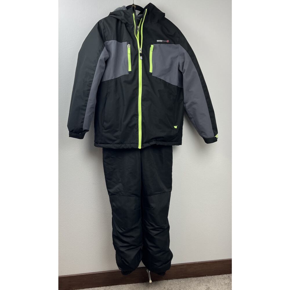 Swiss Tech Full Zip Winter Ski Jacket & Bibs Warm Sledding Size Youth XL (14-16)